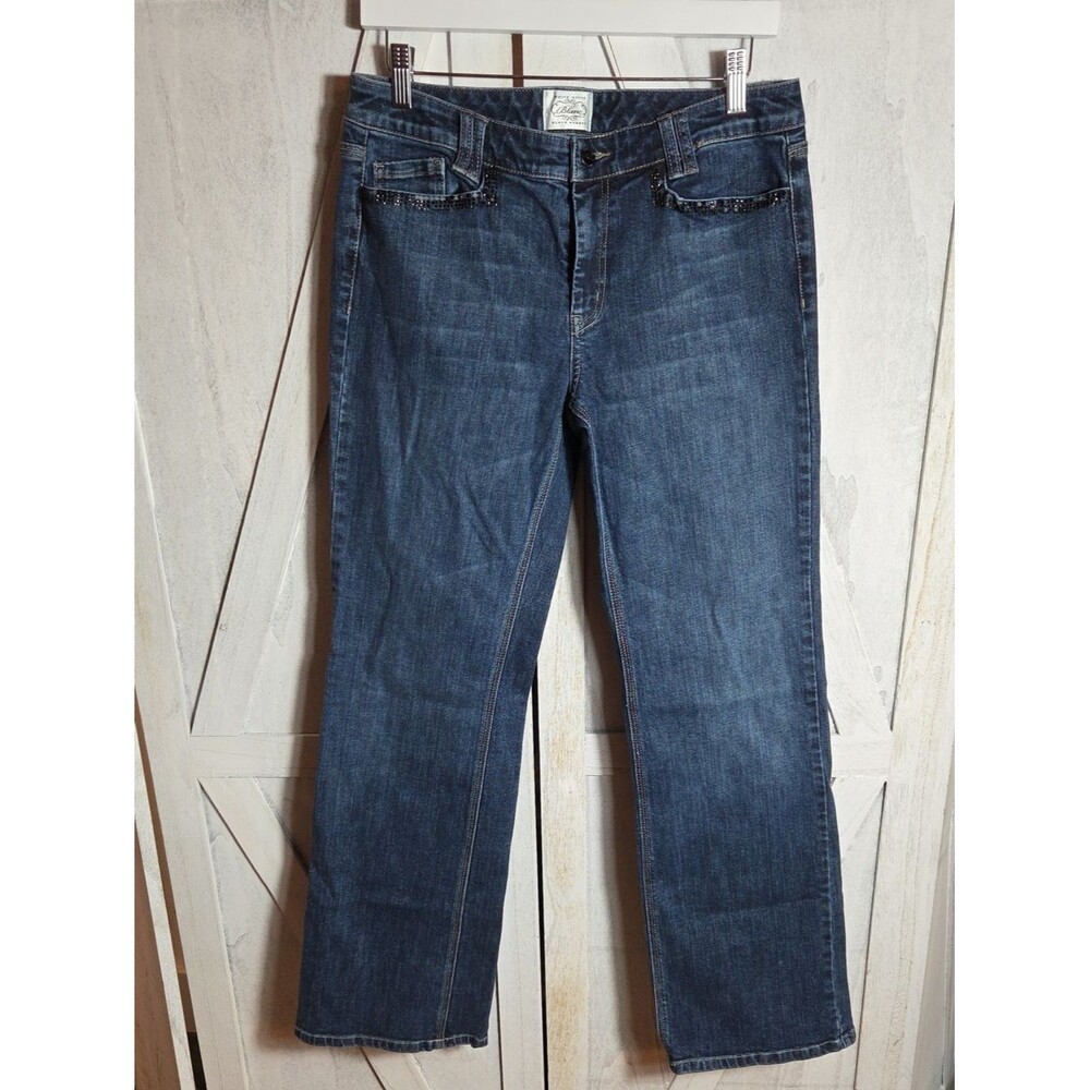 White House Black Market Blanc Rhinestone Bootcut Jeans Size 10